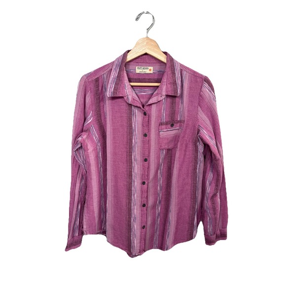 Ruff Hewn Tops - Ruff Hewn 100% Cotton Multicolor Purple Women's Button Up Granola Size L